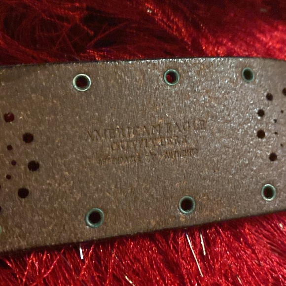 American eagle Brown Leather Belt with Brass Buckle size M - Picture 2 of 4